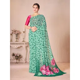 Garden Vareli Geometric & Floral Printed Pure Georgette Saree-picture-40