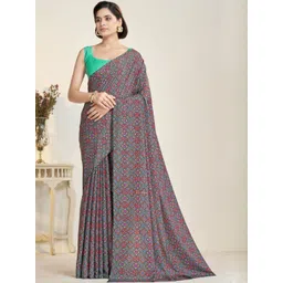 Garden Vareli Geometric Printed Pure Crepe Saree-picture-38