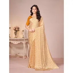 Garden Vareli Geometric Printed Pure Crepe Saree with Blouse Piece-picture-13