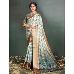 Garden Vareli Geometric Printed Zari Art Silk Saree-picture-17
