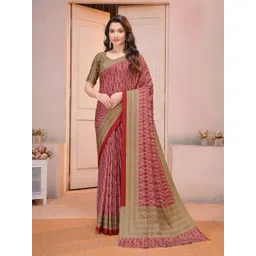 Garden Vareli Geometrical Printed Pure Crepe Saree With Blouse Piece.-picture-10