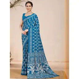 Garden Vareli Women Crepe All Over Floral Printed Saree with Unstitched Blouse Piece-picture-36