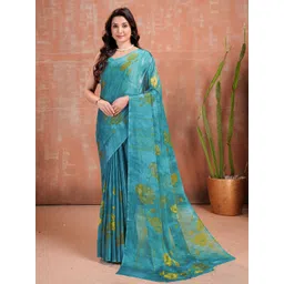 Garden Vareli Women Floral Printed No Border Festive Saree-picture-29