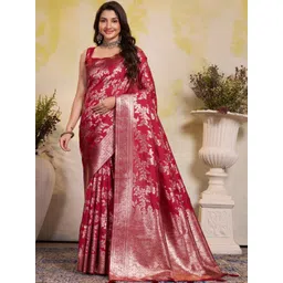 Garden Vareli Women Floral Zari Art Silk Heavy Work Saree-picture-10