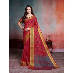 Garden Vareli Woven Design Zari Art Silk Banarasi Saree-picture-16