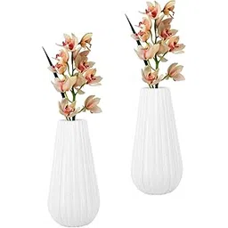Garden's Need 8-Inch(20.32 cm) Omega Flower Vase| Round Shape, White | Durable and Stylish Planter for Home, Office, Garden, and Table Decor (Set of 2)-picture-12