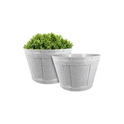 GARDEN'S NEED 2-Pcs Grey Textured Planters-picture-39