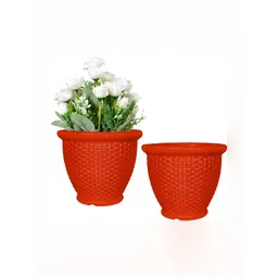 GARDEN'S NEED 2-Pcs Orange-Colored Textured Weather Resistance Planters-picture-34