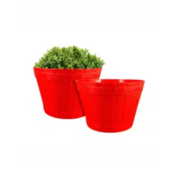 GARDEN'S NEED Barrel 2Pcs Red Textured Planters-picture-25
