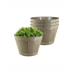 GARDEN'S NEED Barrel Brown 4 Pieces Textured Planters-picture-36