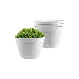 GARDEN'S NEED Barrel White 4 Pieces Textured Planters-picture-38
