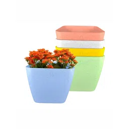 GARDEN'S NEED Four Square Blue & White 5 Pieces Planters-picture-30