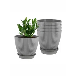 GARDEN'S NEED Grand 5Pcs Grey Textured Planters With Tray-picture-32