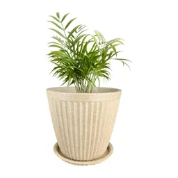 GARDEN'S NEED Paris Cream-Colored Textured Planter With Tray-picture-26