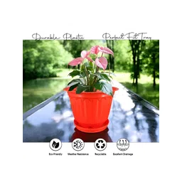 GARDEN'S NEED Red 3Pieces Textured Eco-Friendly Planters image 5