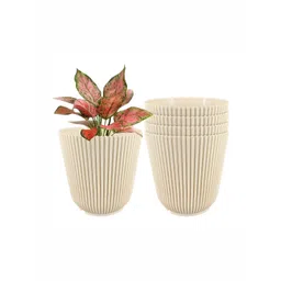 GARDEN'S NEED Wing Cream-Colored 5 Pieces Textured Planters-picture-13