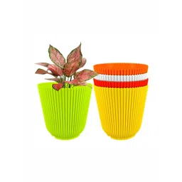 GARDEN'S NEED Wing Green & Yellow 5 Pieces Textured Planters-picture-15