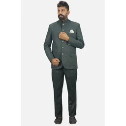 gargian master cut Men Mandarin Collar Solid Suit-picture-28