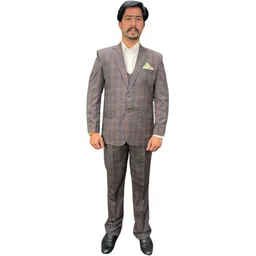 gargian master cut Men Single Breasted Checkered Suit-picture-17