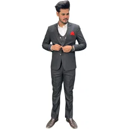 gargian master cut Men Single Breasted Checkered Suit-picture-37