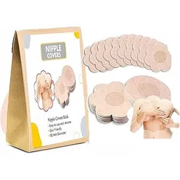 garihc enterprise Nipple Covers Stick Breathable Nipple Pasties, No Show Bra for Women, Skin Friendly, for Fashion,Transparent Sticker Beige-picture-32