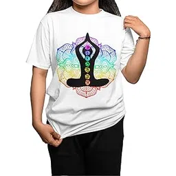 Garrv Collection|Tshirt for Womens|Free Size(Suitable for (M to XL Size)| Colorful Yoga Tshirt for Women|Regular Wear| Casual Wear|Short Sleeves|Under Rs 250|Womens Wear| White Polycotton Material-picture-27