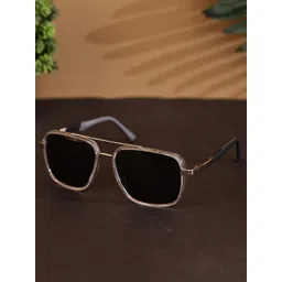 Garry Gobbs Unisex Black Lens & Steel-Toned Square Sunglasses with-image-12