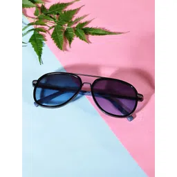 Garry Gobbs Unisex Blue Lens & Black Aviator Sunglasses with-image-22