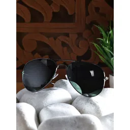 Garry Gobbs Unisex Green Lens & Black Aviator Sunglasses with-image-10