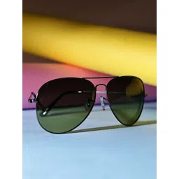 Garry Gobbs Unisex Green Lens & Gunmetal-Toned Aviator Sunglasses with-image-31