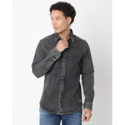 gas Kant Basic IN Lightly Washed Regular Fit Denim Shirt-picture-14