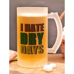 Gathari I hate Dry Days Quote White Glass Beer Mug with Handle 470 ml-picture-16