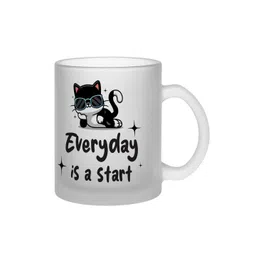 Gathari White & Black Printed Glass Matte Coffee Mug - 350 ML-picture-11