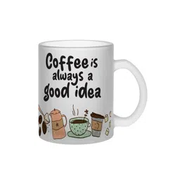 Gathari White & Green Text or Slogans Printed Glass Matte Coffee Mug - 350 ML-picture-24