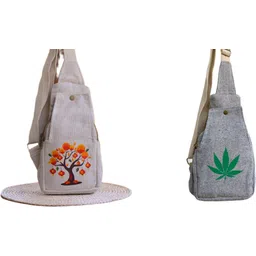 Blue, Green, White Men & Women Sling Bag Unisex Hemp Crossbody Bag, 14" H x 7.5" W, Eco-Friendly for Men & Women-image-14