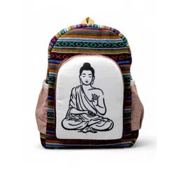 Gau Sudh Adults Colourblocked Tribal Design Hemp Backpack-picture-28