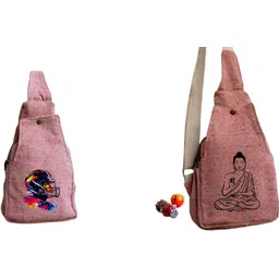 Red, Black, Pink Men & Women Sling Bag Unisex Hemp Crossbody Bag, 14" H x 7.5" W, Eco-Friendly for Men & Women-image-16