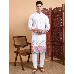 GAUMUKHI CREATION Men Abstract Embroidered Thread Work Kurta-picture-13