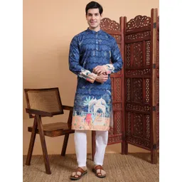 GAUMUKHI CREATION Men Ethnic Motifs Embroidered Thread Work Jacquard Kurta-picture-39