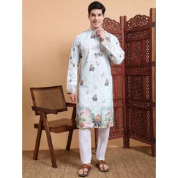 GAUMUKHI CREATION Men Floral Embroidered Thread Work Jacquard Kurta-picture-25