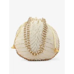 Gaurapakhi Off White Striped Small Potli image 2