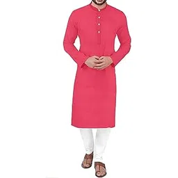 gauri laxmi enterprise WELTPOCKET ¢ Men's Cotton Knee-Long Full Sleeve Solid Straight Kurta Pyjama Set (X-Large, Gajri)-picture-38