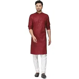 gauri laxmi enterprise WELTPOCKET ¢ Men's Cotton Knee-Long Full Sleeve Solid Straight Kurta Pyjama Set (XX-Large, Maroon)-picture-35