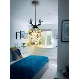 GAUVIK Blue & Yellow Printed Glass Ceiling Lamp-picture-16