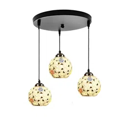 GAUVIK Gold-Toned & Blue Textured Glass Traditional Ceiling Lamp-picture-37
