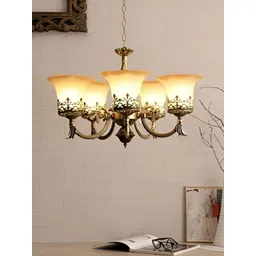 GAUVIK Gold-Toned Printed Glass Traditional Ceiling Lamp-picture-46