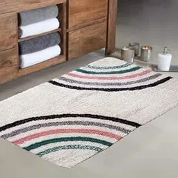 GAVI Home Decor Cotton Door Mat for Bathroom, Bathroom Floor Rug Anti Slip Bath Mat, Non Slip Bath Mat Door Mat for Entryway, Kitchen, Bedroom Anti Skid Mat (50 x 80 CM) (White, Multicolor)-picture-36