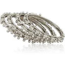 gc premium jewellery Beautiful Oxidized Bangles with White Stones and Bells-picture-42
