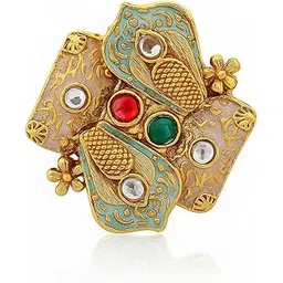 gc premium jewellery Traditional Artistic Gold Plated Meenakari Ring Design with Kundan Embellishments-picture-45