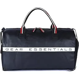 gear Essentials 27L Faux-Leather Water Resistant Travel Duffle Bag/Gym Bag for Men/Women with Shoe Compartment (Black), 25 cm-picture-45